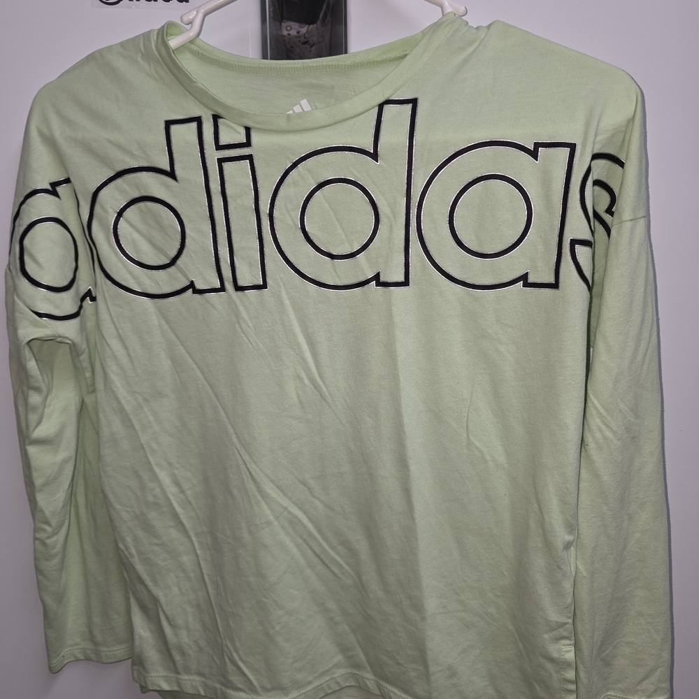 adidas Light Mint Long Sleeve Tee with Bold Logo